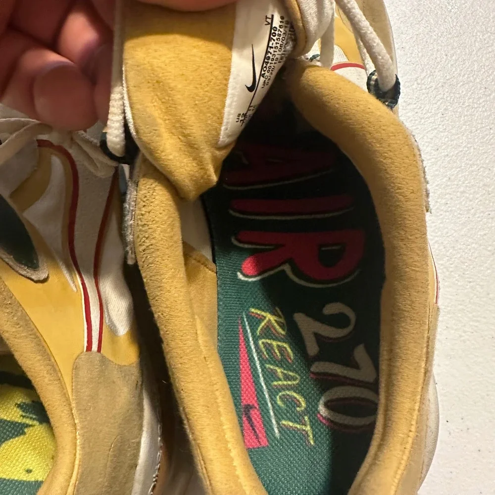 Nike Air Max 270 React Mens‎ Size 12 Tan Yellow AO4971-700 Running Sneakers